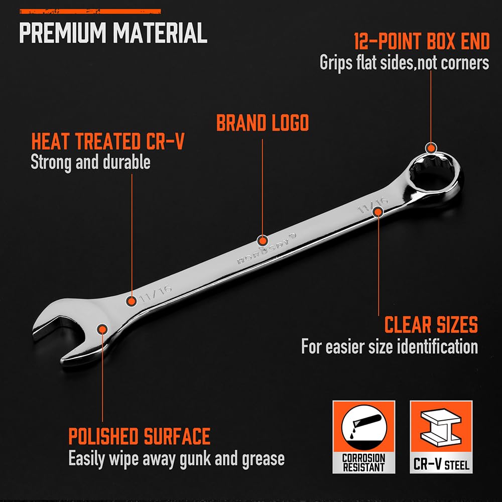 HORUSDY Combination Wrench Set with Organizer