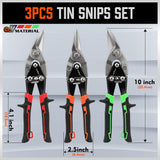 HORUSDY 3 Pack Aviation Tin Snips Set, 10 Inch Metal Straight Cut, Left Cut, Right Cut for Cut Sheet Metal, Chrome Vanadium Steel