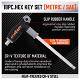 HORUSDY 18-Piece T-Handle allen wrench set, Inch/Metric Long Arm Ball End Hex Key Wrench Set, MM(1.5mm-10mm) SAE(1/16"-3/8")