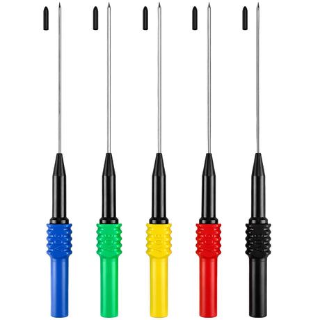 5-Piece Automotive Back Probe Pin Kit, 30V Needle Tip Terminal Test Probes, 4mm Banana Plug Compatible Backprobe Pins for Car Electrical Circuit Testing