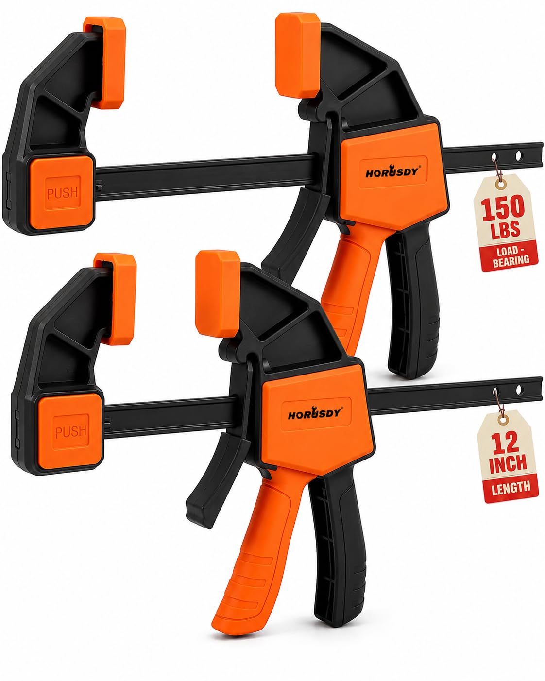 HORUSDY 12'' Bar Clamps for Woodworking, 2PCS Quick F Wood Working Clamps Sets, with 150 LBS Load Limit