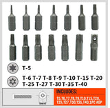 HORUSDY 14-Piece Tamper Resistant Star Bits, S2 Alloy Steel, T5 - T40 Security Torx Bit Set