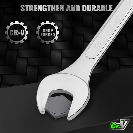 19-Piece Metric Combination Wrench Set, 6-24mm Standard Spanner Wrench Set, Mechanic Tool Sets with Rolling Pouch, Open End Wrenches for Household, Garage, Workshop, Auto Repairs