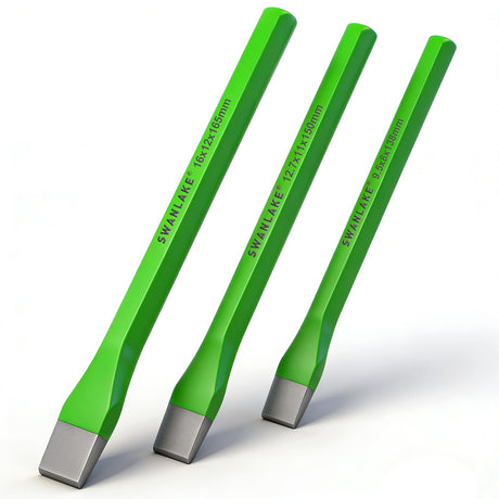 3-Piece Heavy Duty Cold Chisel Set, 3/8-Inch, 1/2-Inch, 5/8-Inch Premium Metal Chisels, Heavy Duty Carbon Steel Chisel Set for Carpentry, Masonry, Woodworking, Stone Chisels