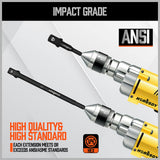 6-Piece Impact Sockets Adapter Sets, 3-Inch and 6-Inch Hex Shank 1/4" 3/8" 1/2"