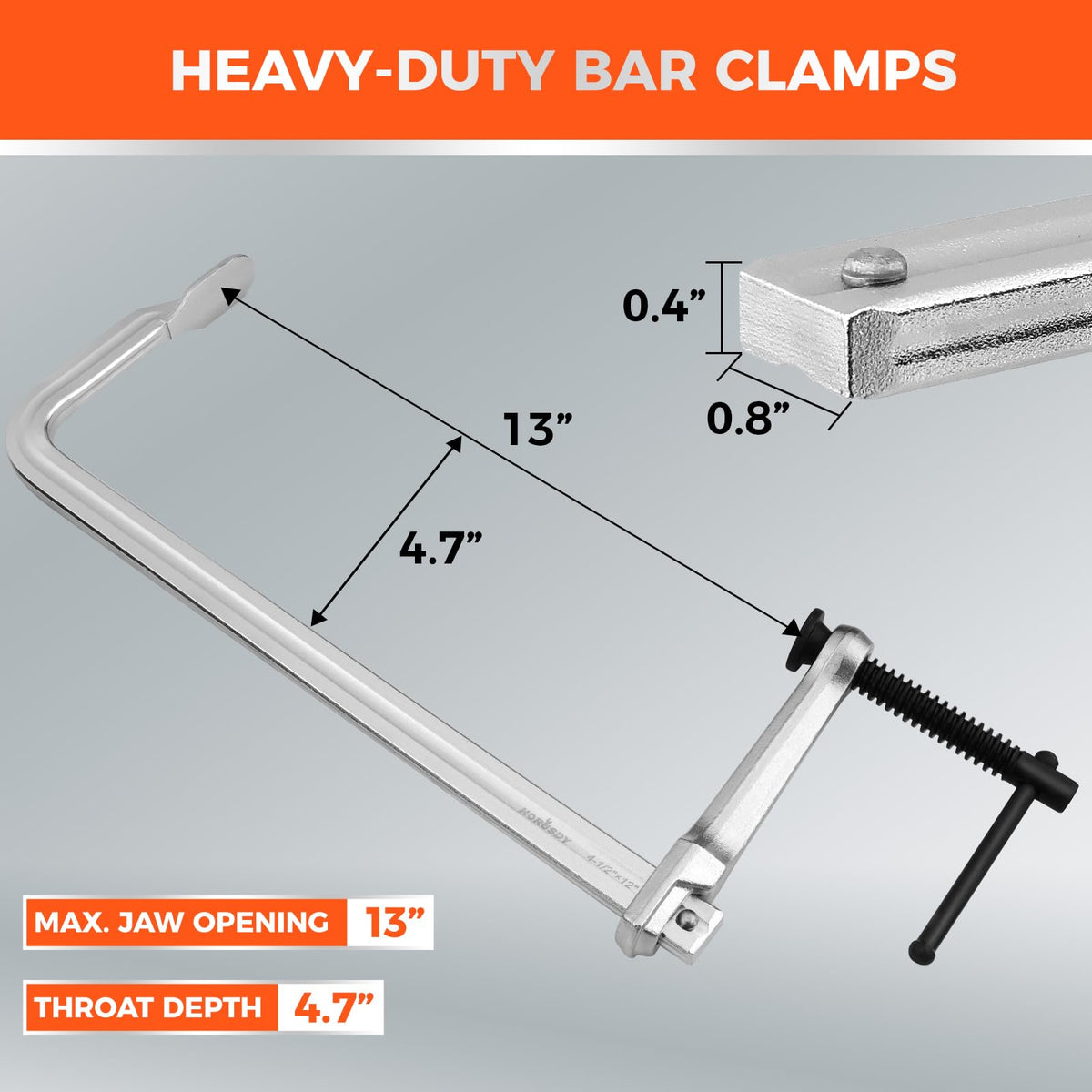 HORUSDY 12-Inch Steel Bar Clamp Set, 4-Pack