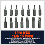 HORUSDY 14-Piece Tamper Resistant Star Bits, S2 Alloy Steel, T5 - T40 Security Torx Bit Set