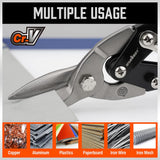 HORUSDY 3 Pack Aviation Tin Snips Set, 10 Inch Metal Straight Cut, Left Cut, Right Cut for Cut Sheet Metal, Chrome Vanadium Steel