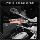 HORUSDY 3-Piece Ratchet Set, 1/4” 3/8”, 1/2" Drive Ratchet Handle Set, 90-Tooth,CR-V, Quick Release Ratchets