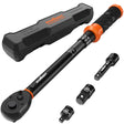 HORUSDY 3/8" 5PCS Torque Wrench Set(5–45 ft-lb/ 6.8–61 Nm) – Torque Wrench 3/8 Drive with 3" Extension, 3/8" to 1/4" & 3/8" to 1/2" Adapters, Case for Bike, Car, Moto & Other Repair