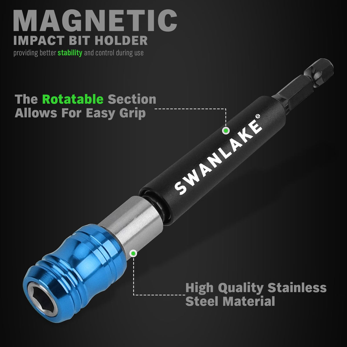 SWANLAKE Impact Torx Bit Set, 27-piece (TT7-TT40) 1''&2'' Security Tamper Proof Magnetic Screwdriver Bits, CNC Machined Tips, S2 Steel Long Torque Star Bits with 4'' Impact Bit Holder and Storage Box