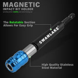 SWANLAKE Impact Torx Bit Set, 27-piece (TT7-TT40) 1''&2'' Security Tamper Proof Magnetic Screwdriver Bits, CNC Machined Tips, S2 Steel Long Torque Star Bits with 4'' Impact Bit Holder and Storage Box