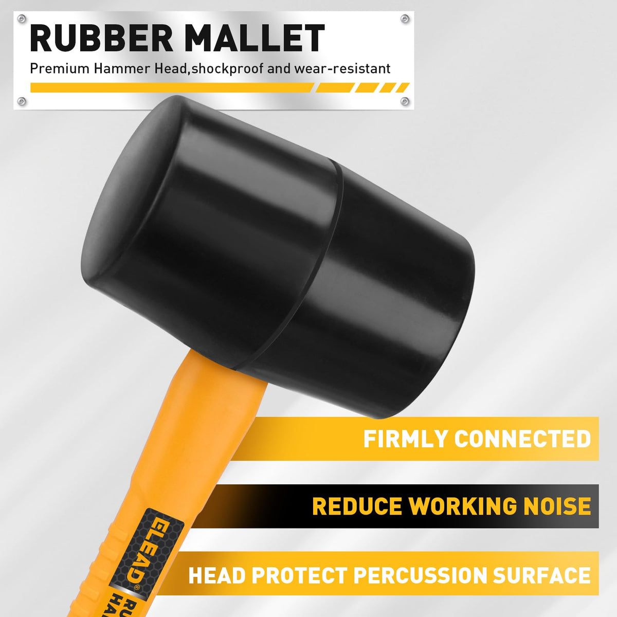 ELEAD 6-Piece Mallet Hammer Set, Fiberglass Handle Forge Steel Head, 32oz Rubber Mallet & Ball Peen Hammers, 16oz Ball Peen Hammer, 3LB Sledge & Cross Peen Hammers, 600g Wood Split Axe