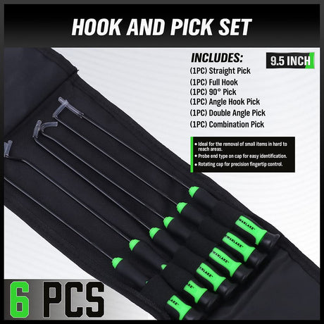 6-Piece Premium Pick and Hook Set, Pick Tool Set for Car Auto Oil Seal/O-Ring Seal Gasket Mini Hooks Puller Remover