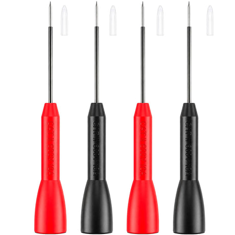 4-Piece 2mm Multimeter Needle Test Probes, CAT II 600V 10A Insulation Piercing Extended Needle, Stainless Steel Extra Thin Electrical Multimeter Probe for Automotive