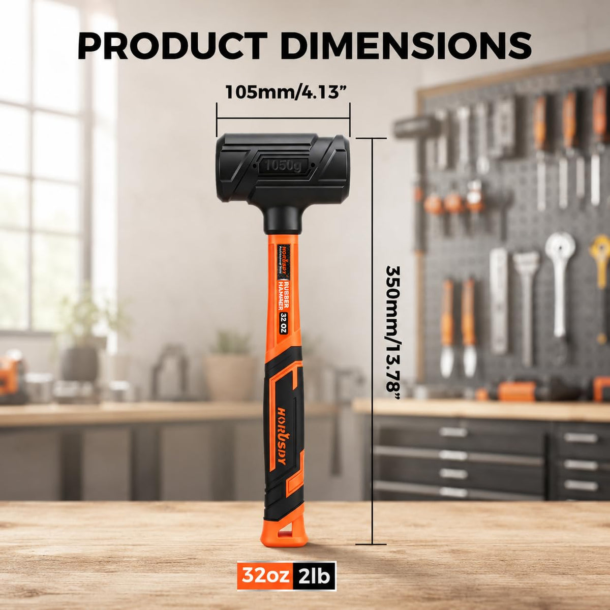 2 LB Dead Blow Hammer, One-Piece Molded, Steel Shot Filled, Non-Slip Grip | Amazon US image 2