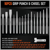HORUSDY 28-Piece Heavy Duty Punch and Chisel Set, Including Taper, Cold Chisels, Pin, Center Punch
