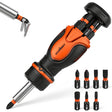 HORUSDY Magnetic Portable Screwdriver Bit Set: 8-in-1 Ratcheting Screw Driver Includes 1/4”Bit Driver Holder, 7 Screwdriver Bits with Phillips, Slotted, Square, Hex, for Garage & Daily Repair