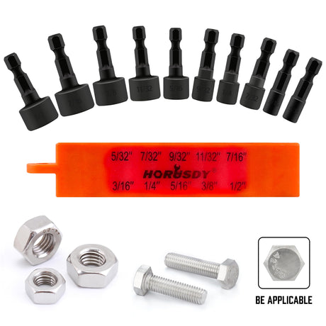 HORUSDY 22-Piece Power Nut Driver Set for Impact Drill, SAE and Metric, 1/4” Nut Driver Hex Keys, Hex Head Drill Bit Set