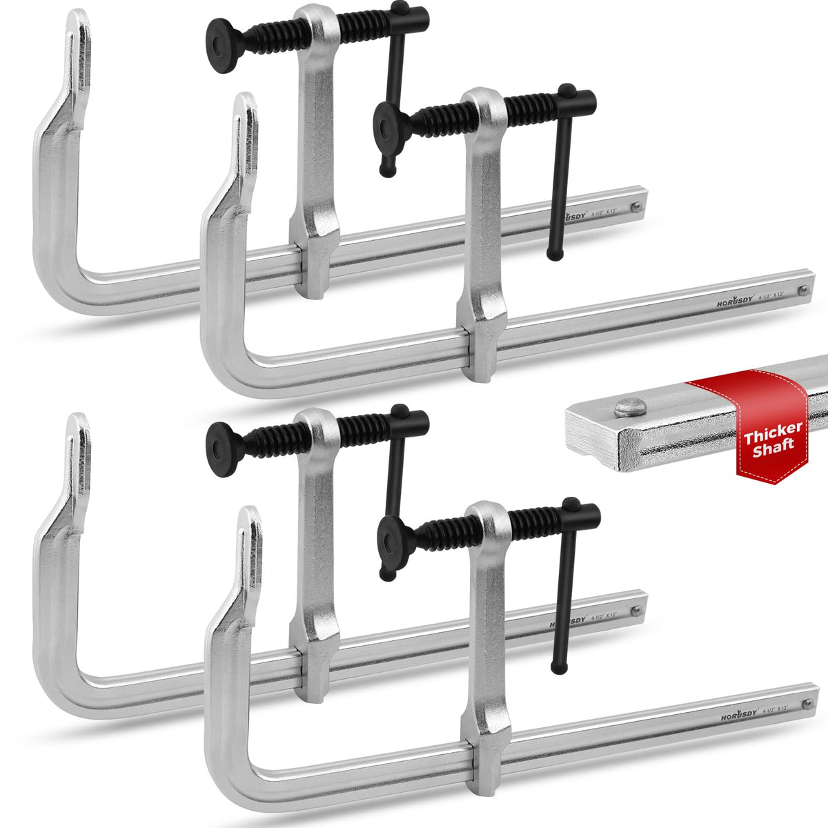 HORUSDY 12-Inch Steel Bar Clamp Set, 4-Pack