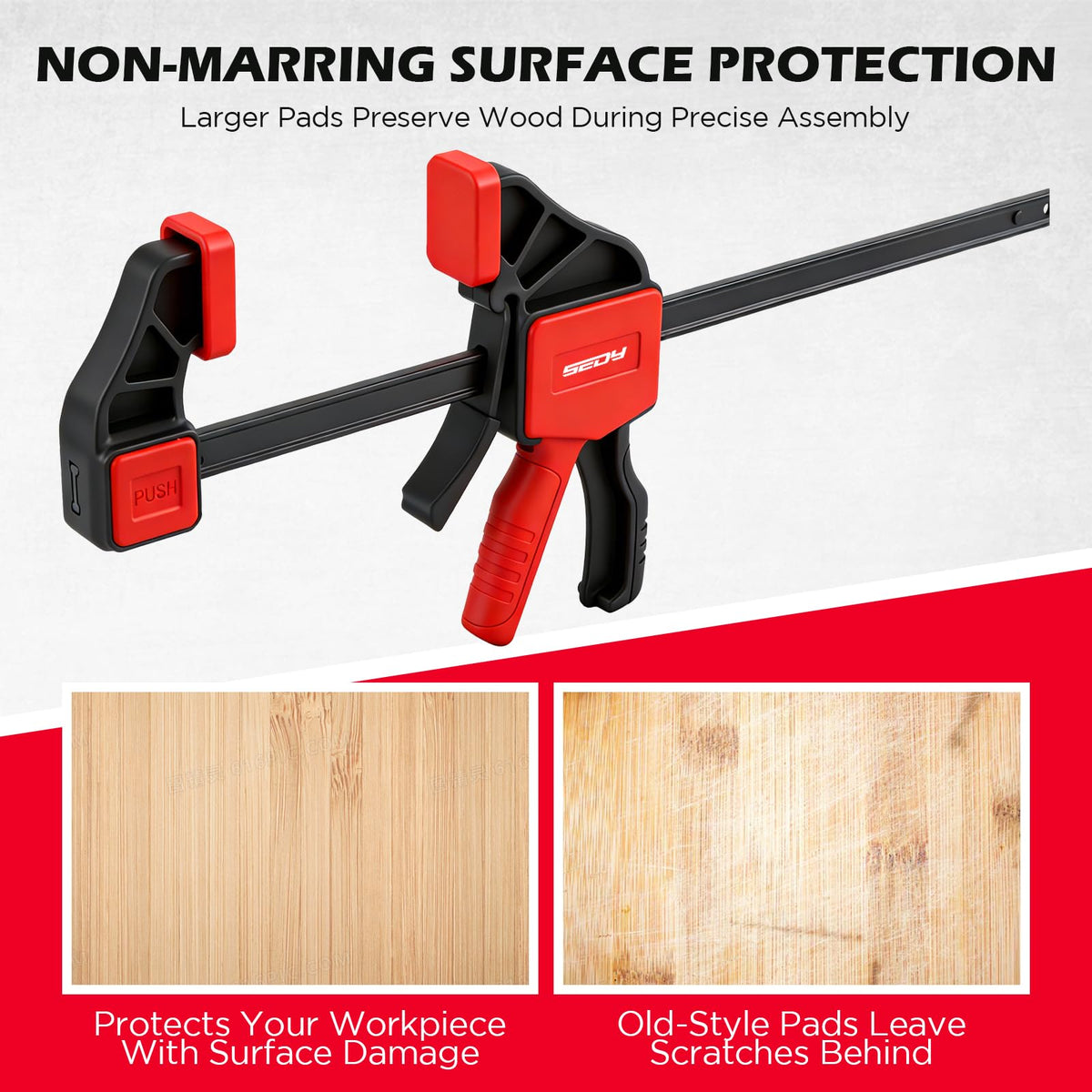 6-Pack 12 Inch Bar Clamps for Woodworking with 2-Piece Clamp Connector, 12" Quick-Release Wood Clamps with 150 LBS Load Limit, Trigger Clamp Set, One-Handed Clamps/Spreader for Woodworking