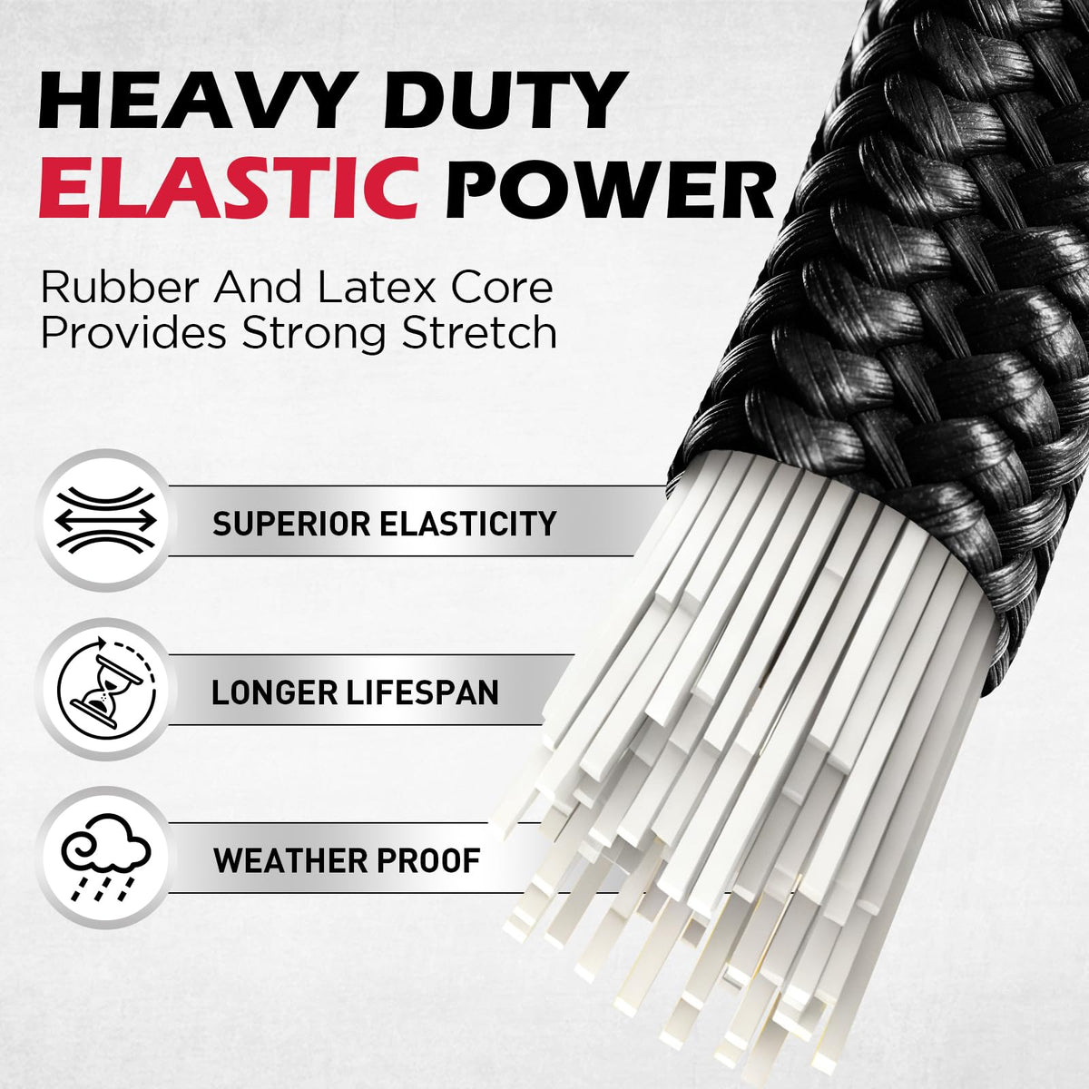 5-Piece 24 Inch Bungee Cords with Carabiner Hooks, Heavy Duty Rubber Elastic Tie Down Straps, Bungee Cord with Carabiner Clips for Cargo, Truck Bed, Camping, Motorcycle and Outdoor Use (Black)