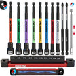 11PCS Magnetic Extra Long Nut Driver Set, SAE 9/16"-1/4", 6" Impact Nut Driver with PH2 Bits, 1.5lb Telescoping Magnetic Pickup Tool & Storage Rail, 1/4" Hex Shank, S2 Steel for Automotive Home Repair