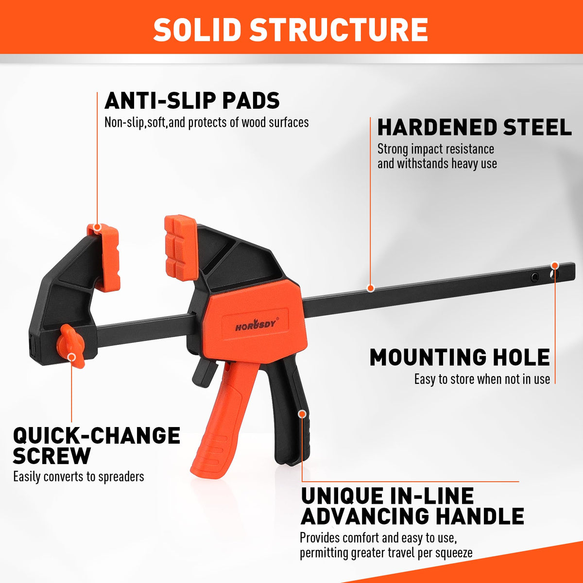 HORUSDY 8-Pack Bar Clamp Set, Spring Clamp for Woodworking - 4 Pieces 6" Bar Clamps, 4 Pieces 4" Spring Clamps, 75 LBS Load Limit
