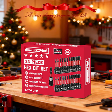 23-Piece Magnetic Hex Head Allen Wrench Drill Bit Set with 2.4" Impact Bit Holder, 1/4" Hex Shank Hex Bits, SAE & Metric Hex Screwdriver Bit Set, S2 Steel Allen Key, Mechanic Home Repair