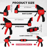 6-Pack 6 Inch Bar Clamps for Woodworking with Clamp Connector, 6" Quick-Release Wood Clamps with 150 LBS Load Limit, Trigger Clamp Set, One-Handed Clamps/Spreader Ideal for Woodworking DIY Projects