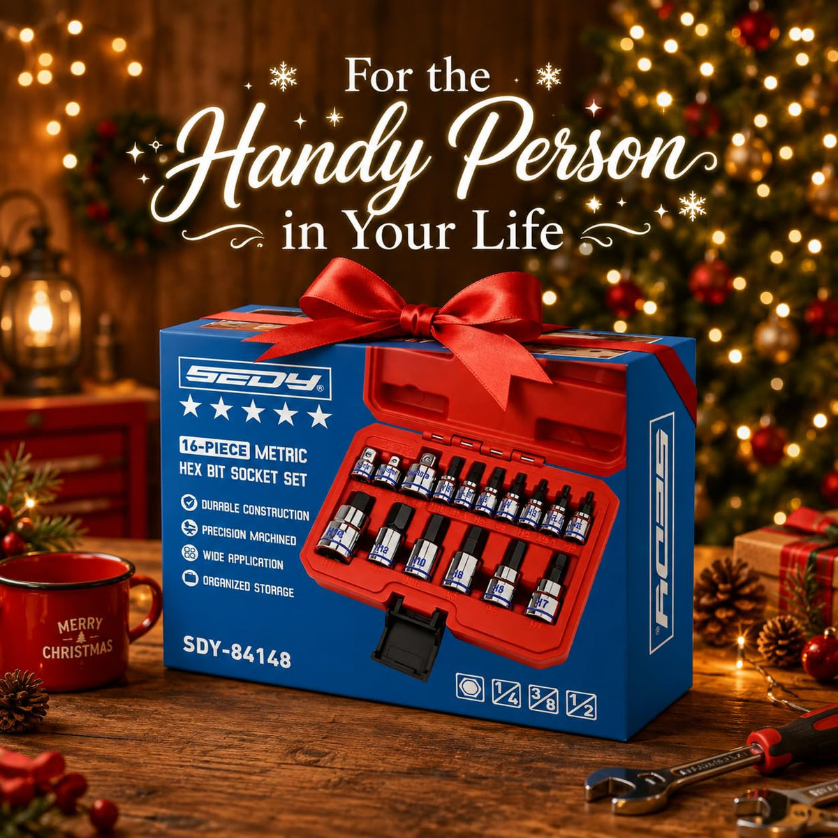 16-Piece Metric Hex Bit Socket Set, Premium S2 Steel, 2-14mm Allen