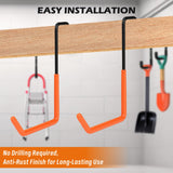 6-Piece Heavy Duty Rafter Hanger Hooks with 2-Piece Extension Straps, Vinyl Coated Large Metal Garage Utility Hooks for Hanging Bike Ladder Garden Tool Organizer (8 Pack, Orange)
