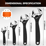 HORUSDY 4-Piece Adjustable Wrench Set With 4-Piece Magnetic Wrench Organizer Racks, 6" 8" 10" Wide Jaw Black Oxide Wrenches with Tool Roll Pouch, Metric&SAE Scales, CR-V Steel for Home Garage Workshop