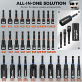 Upgraded 79-Piece Magnetic Impact Nut Driver Set, Metric & SAE with 3LB Magnetic Pickup Tool, Socket Adapters, Wing Nut Driver, Universal Sockets, Quick-Change Bit Holder & Extensions, Power Bits