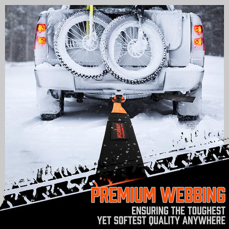 HORUSDY Nylon Heavy Duty Tow Strap Recovery Strap with Hooks 3" x 30Ft - 35,000 LBS Break Strength, 3/4 D Ring Shackles (2pcs), Recover Your Vehicle Stuck in Mud/Snow