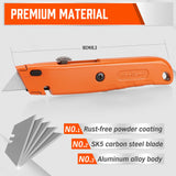 HORUSDY 2-Pack Box Cutter Utility Knife, Heavy Duty Aluminum Shell Retractable Box Cutter for Cardboard, Boxes and Cartons, Extra 10 Blades.