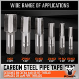 HORUSDY 6-Piece NPT Pipe Tap Set, Carbon Steel Threading Tool Kit for Pipe Taper Threads, Sizes 1/8", 1/4", 3/8", 1/2", 3/4" & 1", Durable Plumbing Tap Set with Storage Case