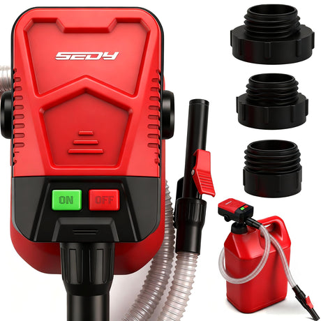 Automatic Fuel Transfer Pump with Auto-Stop Sensor(3.2 GPM), Battery Operated Gas Can Pump with 3 Can Adapters, Extra Long Hose, Portable Fuel Pump for Oil, Diesel, Gasoline (Batteries Not Included)