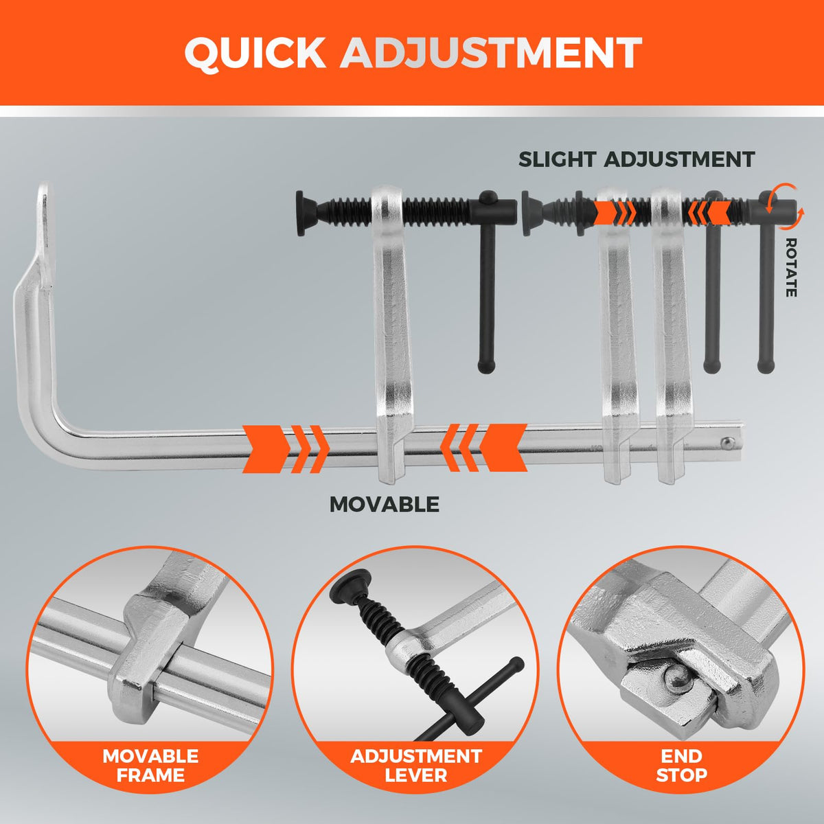 HORUSDY 12-Inch Steel Bar Clamp Set, 4-Pack