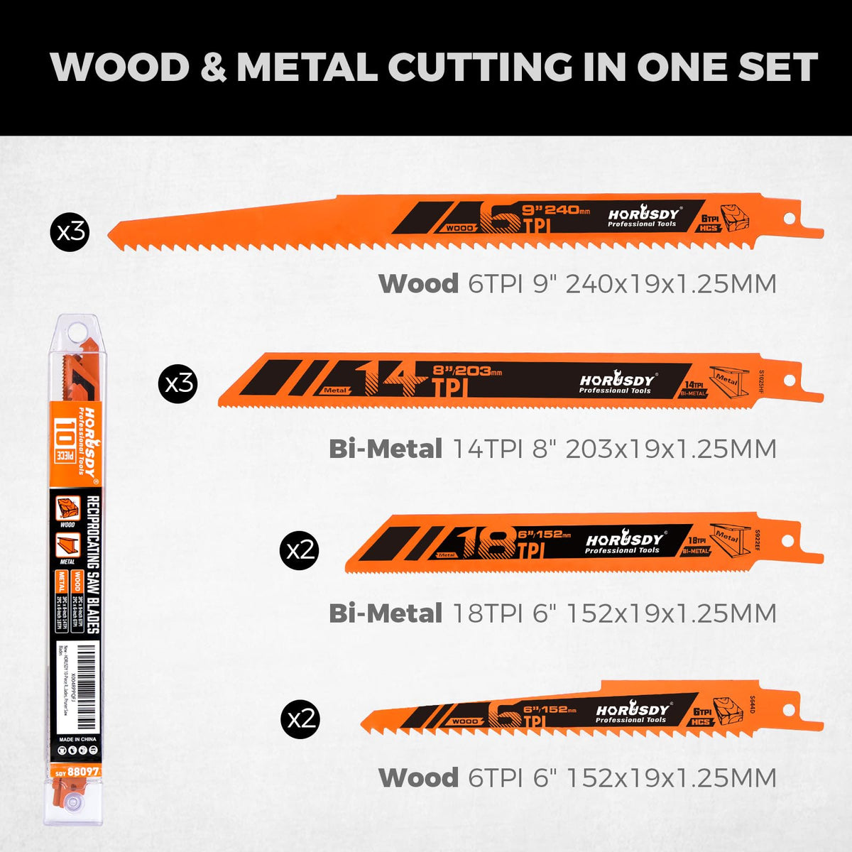 HORUSDY Reciprocating Saw Blade Set with Storage Case