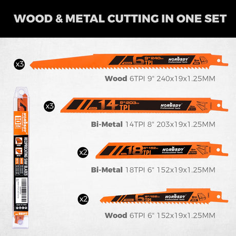HORUSDY Reciprocating Saw Blade Set with Storage Case