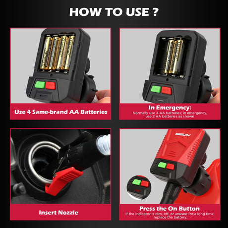 Automatic Fuel Transfer Pump with Auto-Stop Sensor(3.2 GPM), Battery Operated Gas Can Pump with 3 Can Adapters, Extra Long Hose, Portable Fuel Pump for Oil, Diesel, Gasoline (Batteries Not Included)