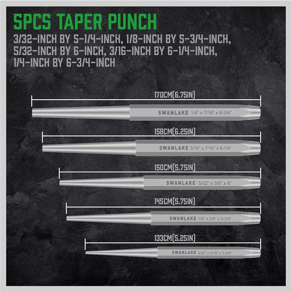 16-Piece Precision Punch & Chisel Set - Taper Punch, Pin Center Punch, Cold Chisels & Gauge for Versatile Applications
