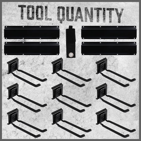 HORUSDY 64-Inch Heavy Duty Garage Organization Rack, 14 Packs Max Load 600LB, 4 Packs Rails and 9 Adjustable Hooks, Tool Organizer Rack with Heavy Double Hooks Tracks