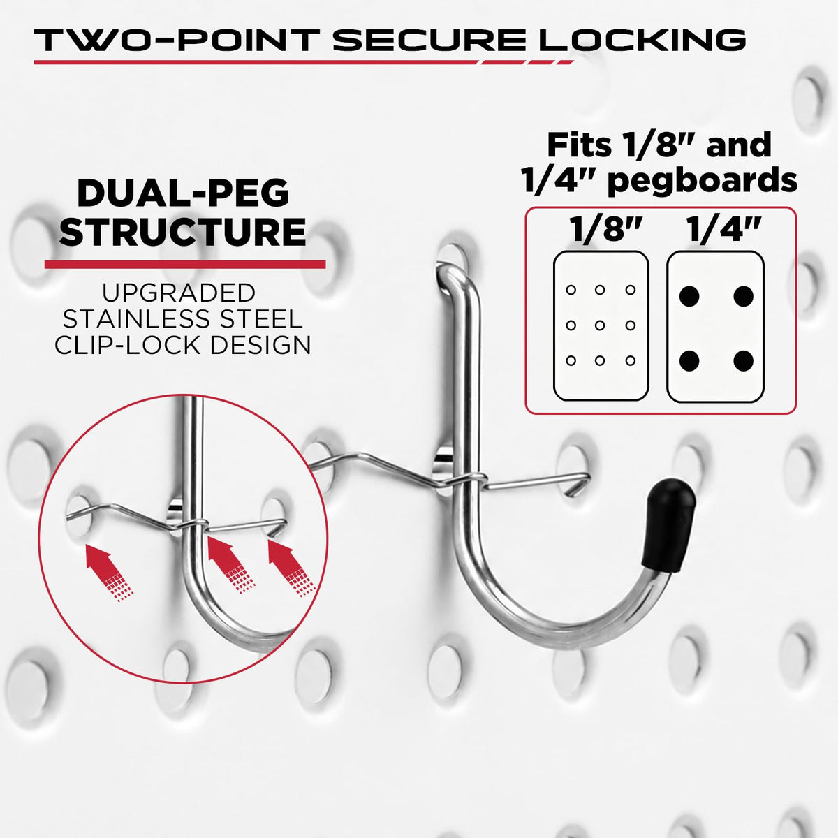 280PCS Pegboard Accessories Kit, Pegboard Hooks Assortment with Bins and Stainless Steel Peg Locks, Tool Organizer for 1/8" and 1/4" Pegboards, Garage Wall Organization, Workshop and Tool Storage