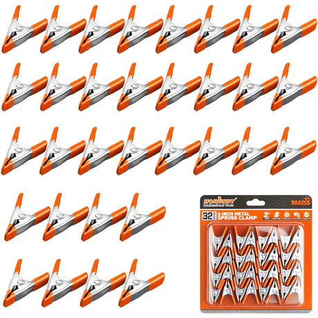 HORUSDY 32-Piece 2" inch Small Spring Clamp, Spring Metal Spring Clamps, 3/4"-inch Jaw opening