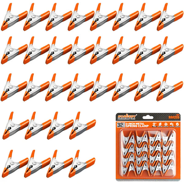 HORUSDY 32-Piece 2" inch Small Spring Clamp, Spring Metal Spring Clamps, 3/4"-inch Jaw opening