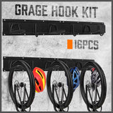 HORUSDY Stainless Steel Bike Storage Rack, 6 Bike Storage Hanger Wall Mount and 6 Helmets Hooks for Home & Garage Holds Up to 600lbs, Black
