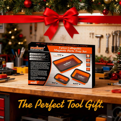 HORUSDY 3-Piece Magnetic Parts Tray Set, Tool Trays for Storage Organizer Screw, Bolts, Washers, Nuts and Small Tools. Tool Gifts for Men, Orange and Black