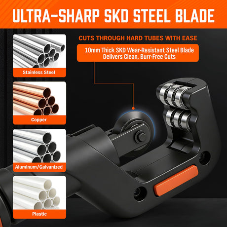 HORUSDY 4-Piece Ultimate Tube Cutter Set, Heavy Duty Pipe Cutter 1/4"-2", Mini Tubing Cutter 1/8"-7/8", Deburring Tool & Inner Outer Reamer for Copper, PVC, Aluminum Plumbing & HVAC Pipes